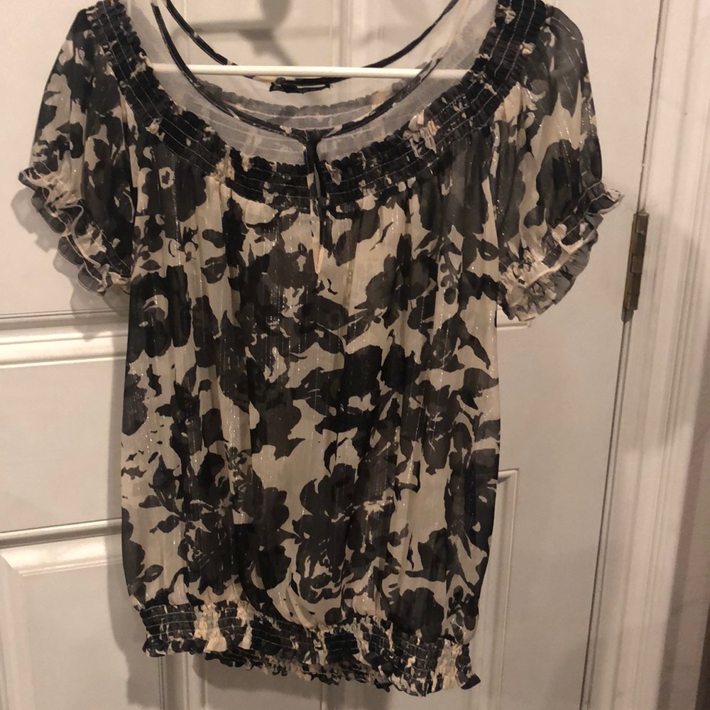 Express Sheer beige and black blouse